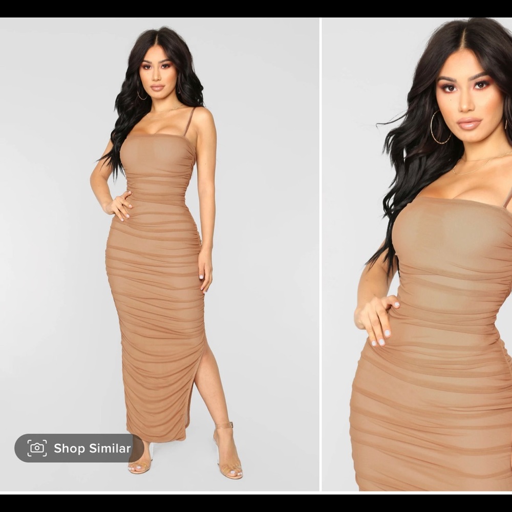 Nude mesh dress